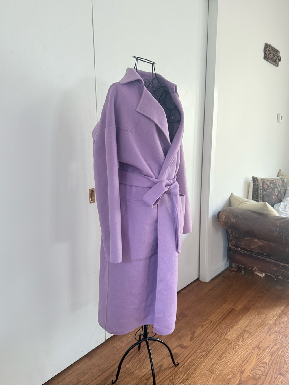 Nanushka Alamo Wool Wrap Coat Lavender Lilac Sz XS - Picture 4 of 16